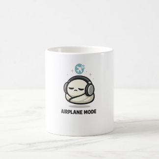 Aeroplane Mode On - Cute Tired Character Headphone Coffee Mug