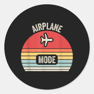 Aeroplane Mode Retro Vintage Sunset Graphic For Classic Round Sticker