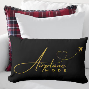 Aeroplane Mode,Travel, Minimalist,Gold, Aviation Lumbar Cushion