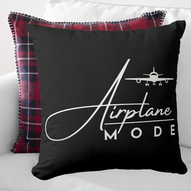 Aeroplane Mode,Travel, Minimalist Script, Aviation Cushion (Creator Uploaded)