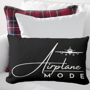 Aeroplane Mode,Travel, Minimalist Script, Aviation Lumbar Cushion