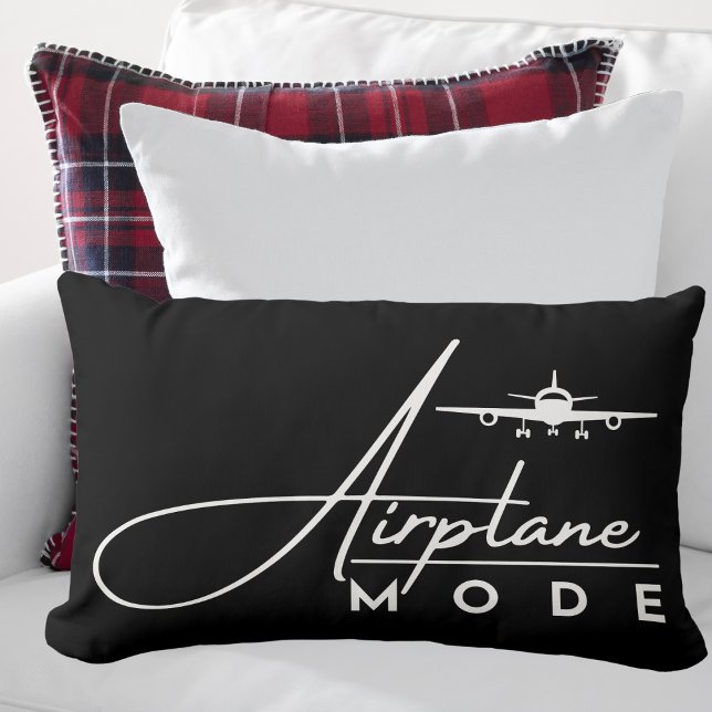 Aeroplane Mode,Travel, Minimalist Script, Aviation Lumbar Cushion (Creator Uploaded)