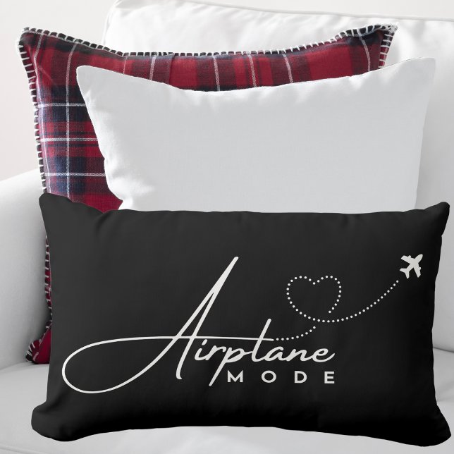 Aeroplane Mode,Travel, Minimalist Script, Aviation Lumbar Cushion (Creator Uploaded)