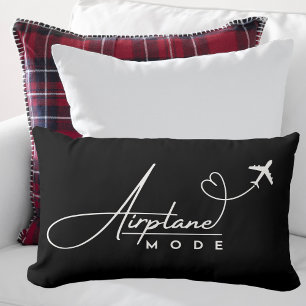 Aeroplane Mode,Travel, Minimalist Script, Aviation Lumbar Cushion