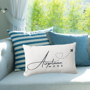 Aeroplane Mode,Travel, Minimalist Script, Aviation Lumbar Cushion