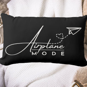 Aeroplane Mode,Travel, Minimalist Script, Aviation Lumbar Cushion