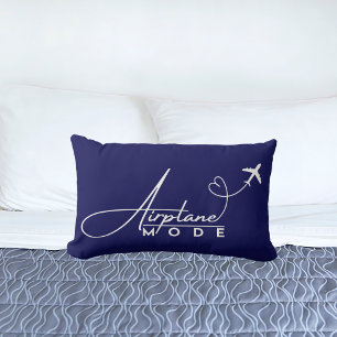Aeroplane Mode,Travel, Minimalist Script, Aviation Lumbar Cushion