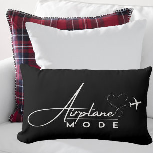 Aeroplane Mode,Travel, Minimalist Script, Aviation Lumbar Cushion