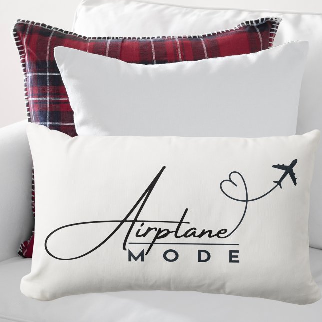 Aeroplane Mode,Travel, Minimalist Script, Aviation Lumbar Cushion (Creator Uploaded)