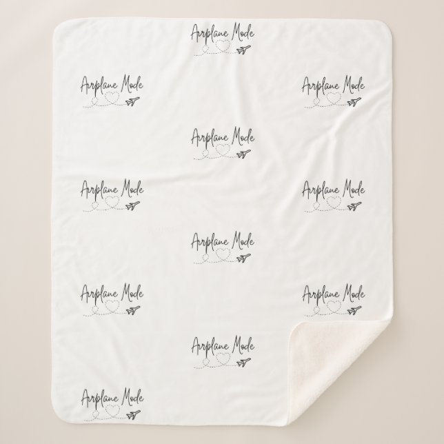 Aeroplane Mode with Heart in Black Sherpa Blanket (Front)