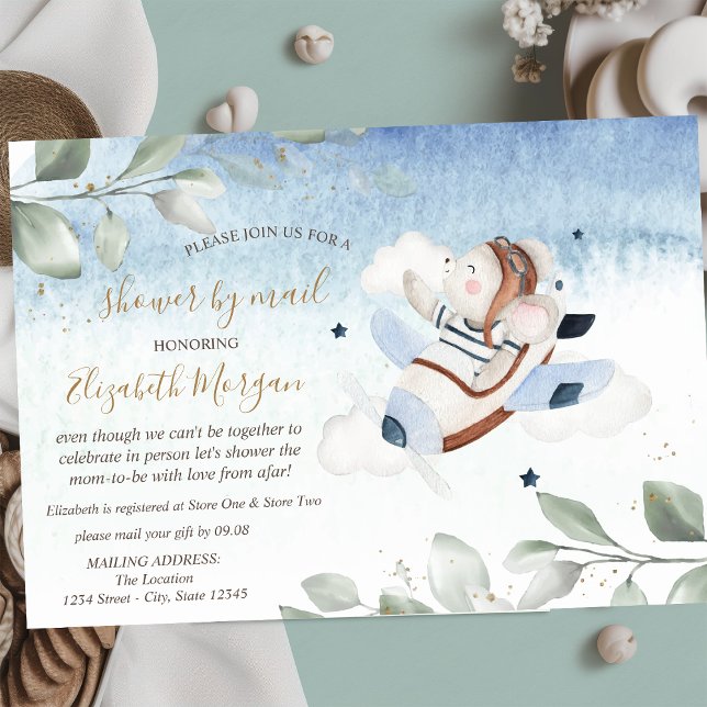 Aeroplane Mouse Virtual Baby Shower By Mail Invitation (Creator Uploaded)