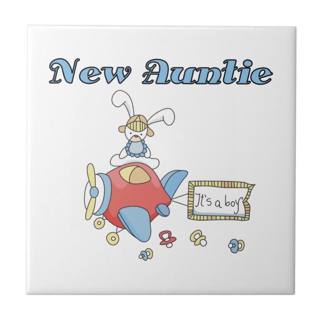 Aeroplane New Aunt of Boy T-shirts and Gifts Tile (Front)