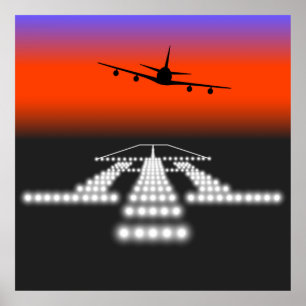 Aeroplane Night Landing Poster