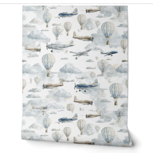 Aeroplane Nursery Wallpaper   Bedroom Accent Wall
