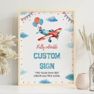 Aeroplane Oh My Time Flies Birthday Table Sign