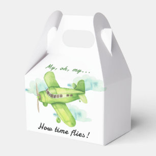 Aeroplane Oh My Time Flies Travel First Birthday  Favour Box