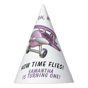 Aeroplane Oh My Time Flies Travel First Birthday Party Hat