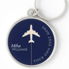 aeroplane on blue keychain with name