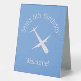 Aeroplane on Blue Personalised Birthday Kids Pilot