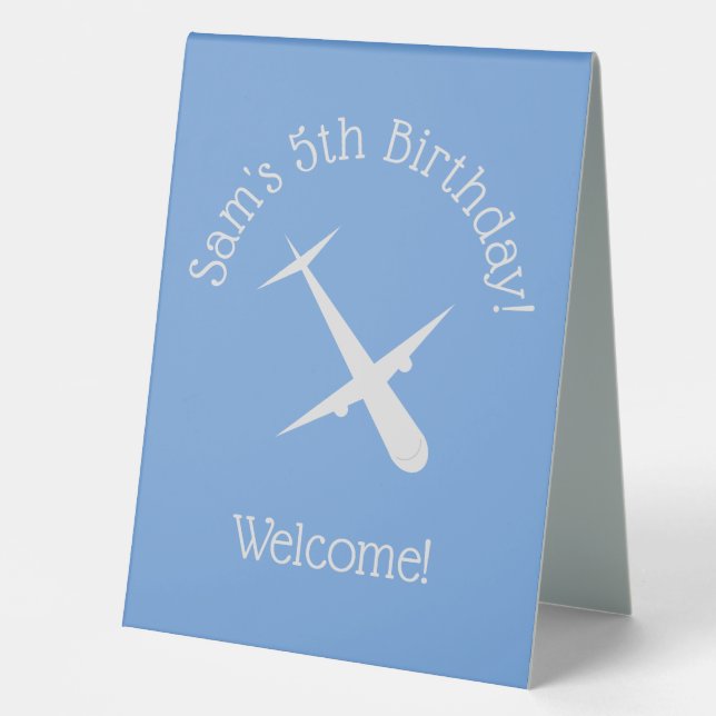 Aeroplane on Blue Personalised Birthday Kids Pilot (Front)
