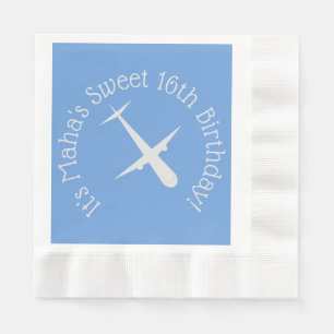 Aeroplane on Blue Personalised Coined Napkin