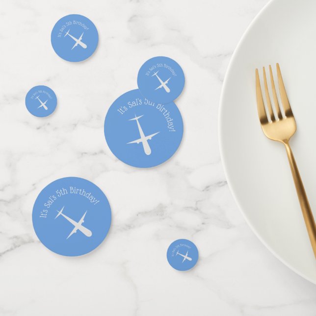 Aeroplane on Blue Personalised Confetti (Group)