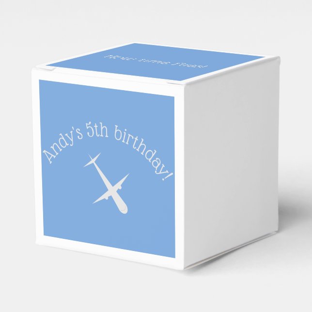 Aeroplane on Blue Personalised Favour Box (Front Side)