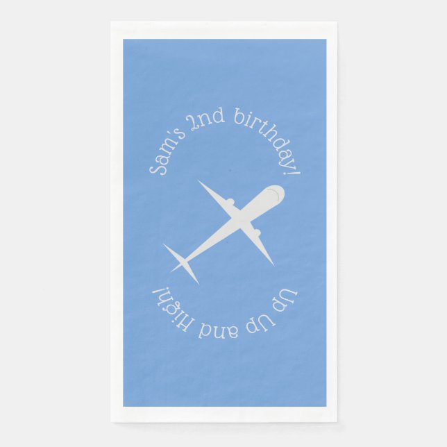 Aeroplane on Blue Personalised Napkin (Front)