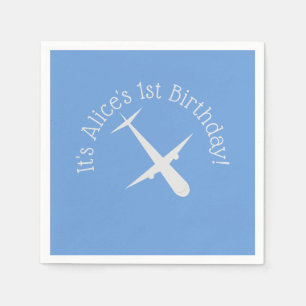 Aeroplane on Blue Personalised Napkin