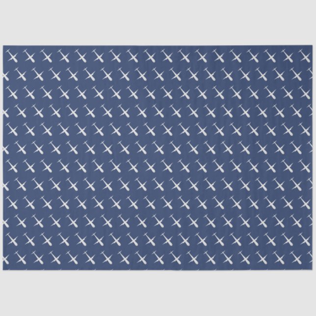 Aeroplane on Dark Grey Blue Tissue Paper (Front)