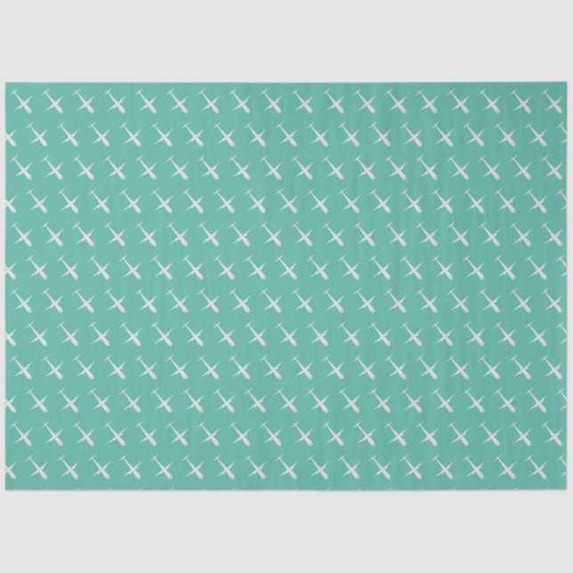 Aeroplane on Greeny Blue Mint Tissue Paper (Front)