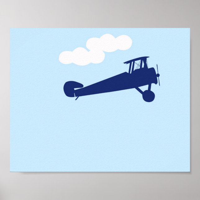 Aeroplane on plain pastel blue background. poster (Front)