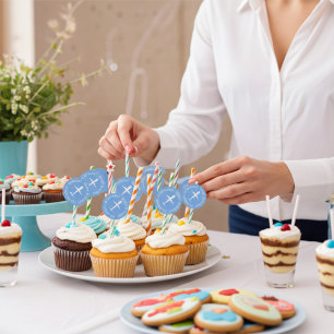 Aeroplane on Sky Blue Personalised Birthday Classic Round Sticker