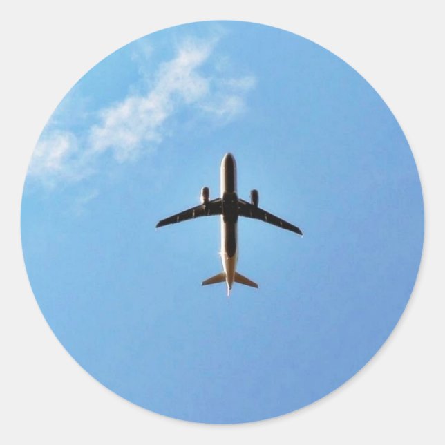 Aeroplane On Sky Classic Round Sticker (Front)