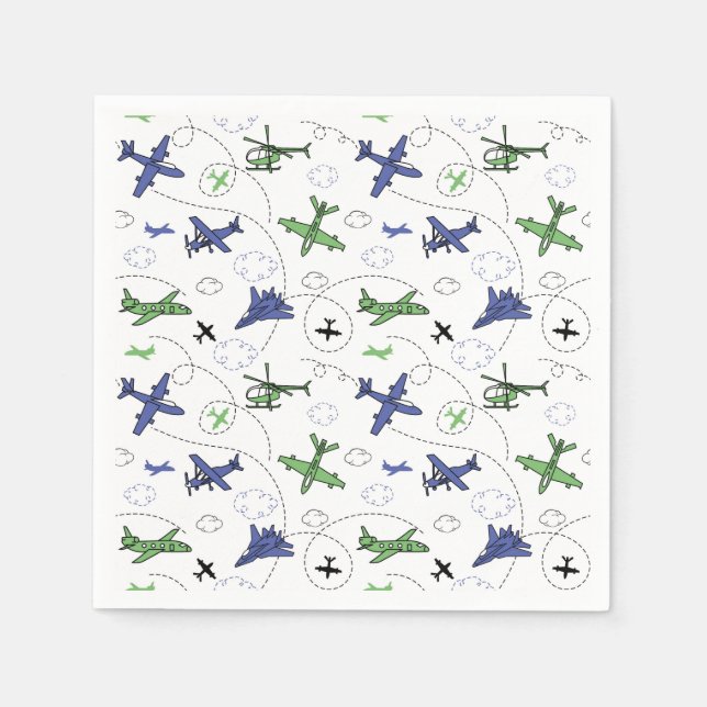 Aeroplane Paper Napkins, Aviation Party Supplies Napkin (Front)