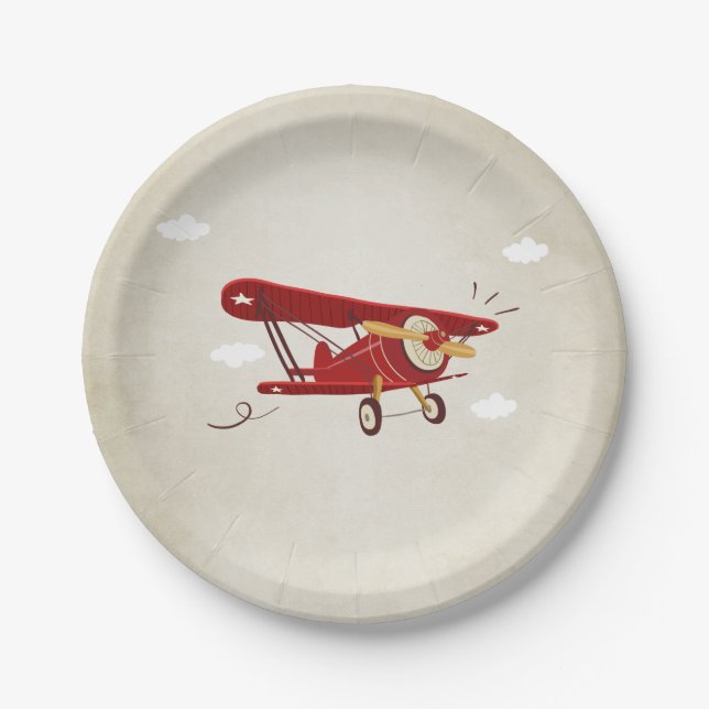 Aeroplane Paper Plates Travel Adventure Shower (Front)
