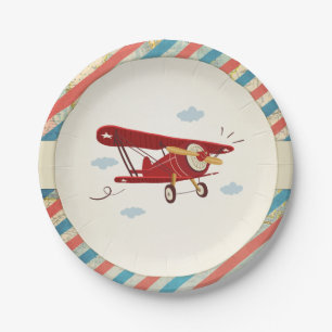 Aeroplane Paper Plates Travel Adventure Shower Map