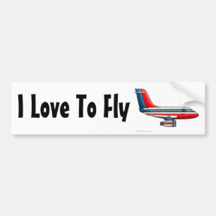 "Aeroplane Passenger Jet Plane, I Love To Fly… Bumper Sticker