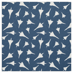Aeroplane Pattern Blue White Supersonic Aircraft Fabric