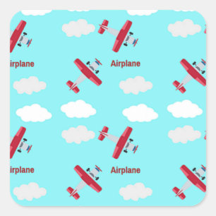 Aeroplane pattern on blue square sticker