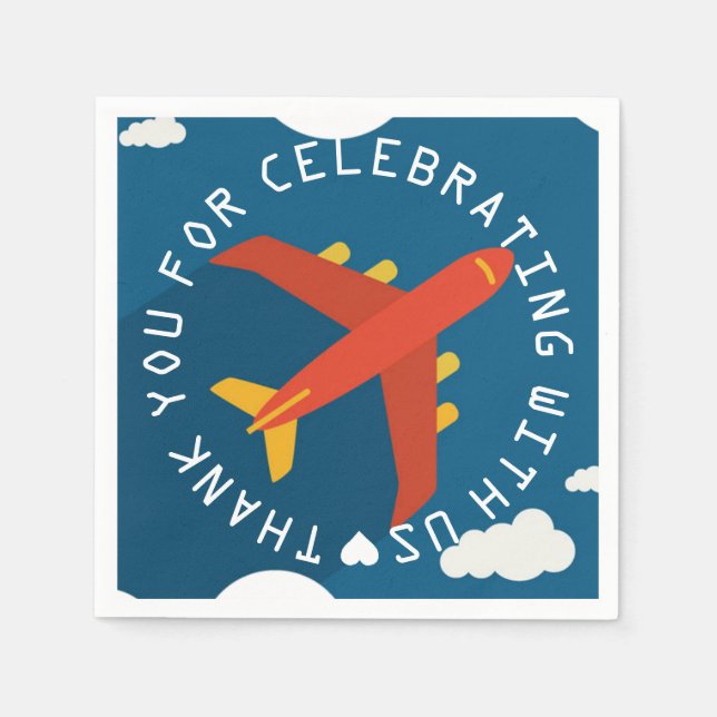 Aeroplane Personalised Boy Pilot's Party Shower Napkin (Front)