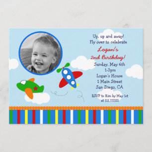 Aeroplane Photo Birthday Invitations