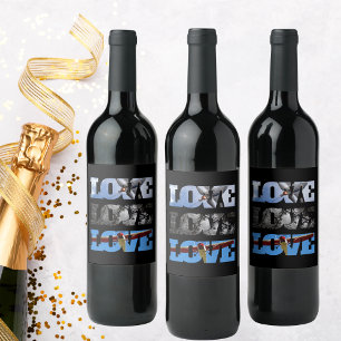 Aeroplane Photos in LOVE frame, Aviation Birthday Wine Label