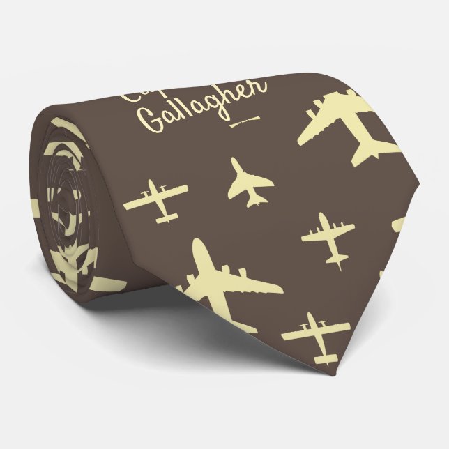 Aeroplane Pilot Aviation Aircraft Captain Pilot Tie (Rolled)