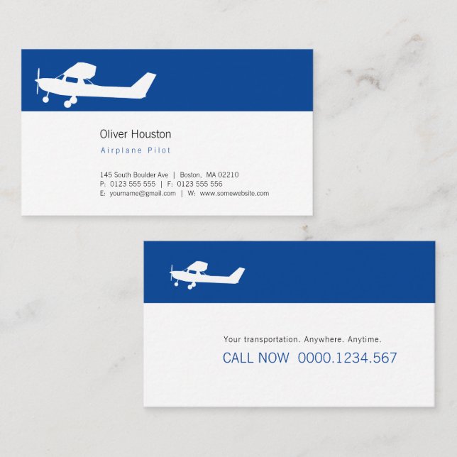 Aeroplane Pilot | Aviation Business Card (Front/Back)