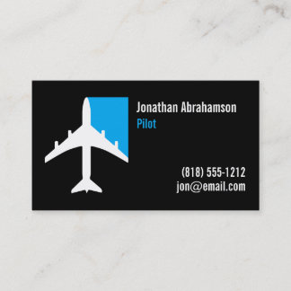 Aeroplane Pilot Business Cards Black Blue and Whit