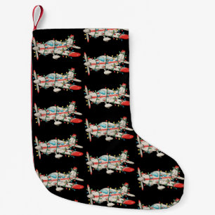 Aeroplane Pilot Christmas Xmas Lights Holiday Small Christmas Stocking