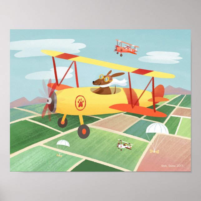 Aeroplane Pilot Dogs Art Print (Front)