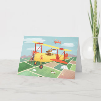 Aeroplane Pilot Dogs Birthday Card