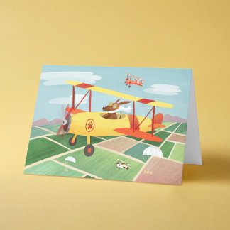 Aeroplane Pilot Dogs Father's Day Card